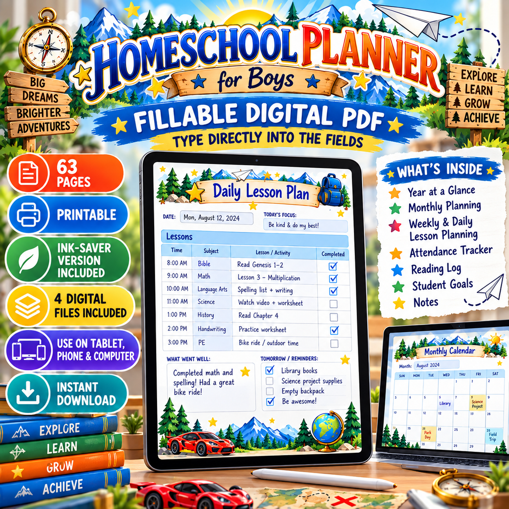 Homeschool Planner: Boys Edition