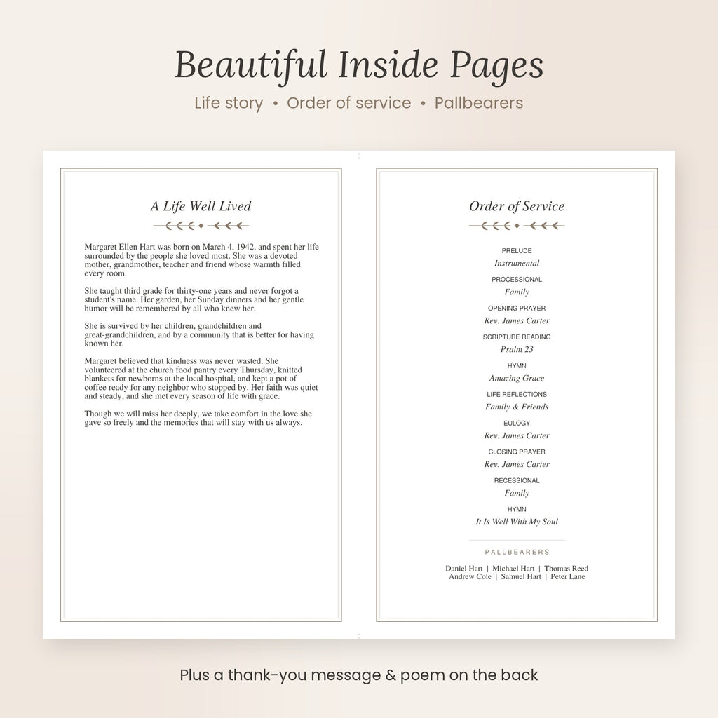 Editable Memorial Program Template