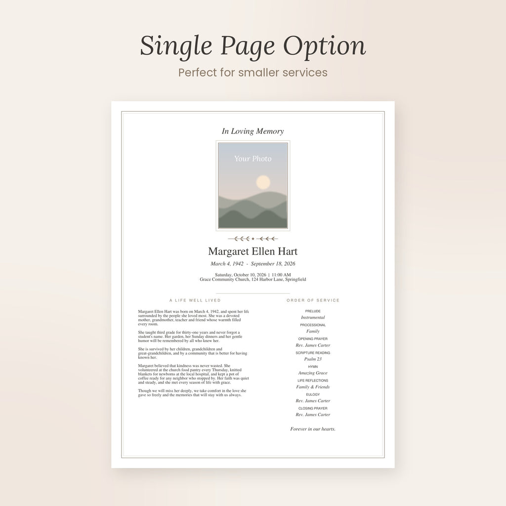 Editable Memorial Program Template