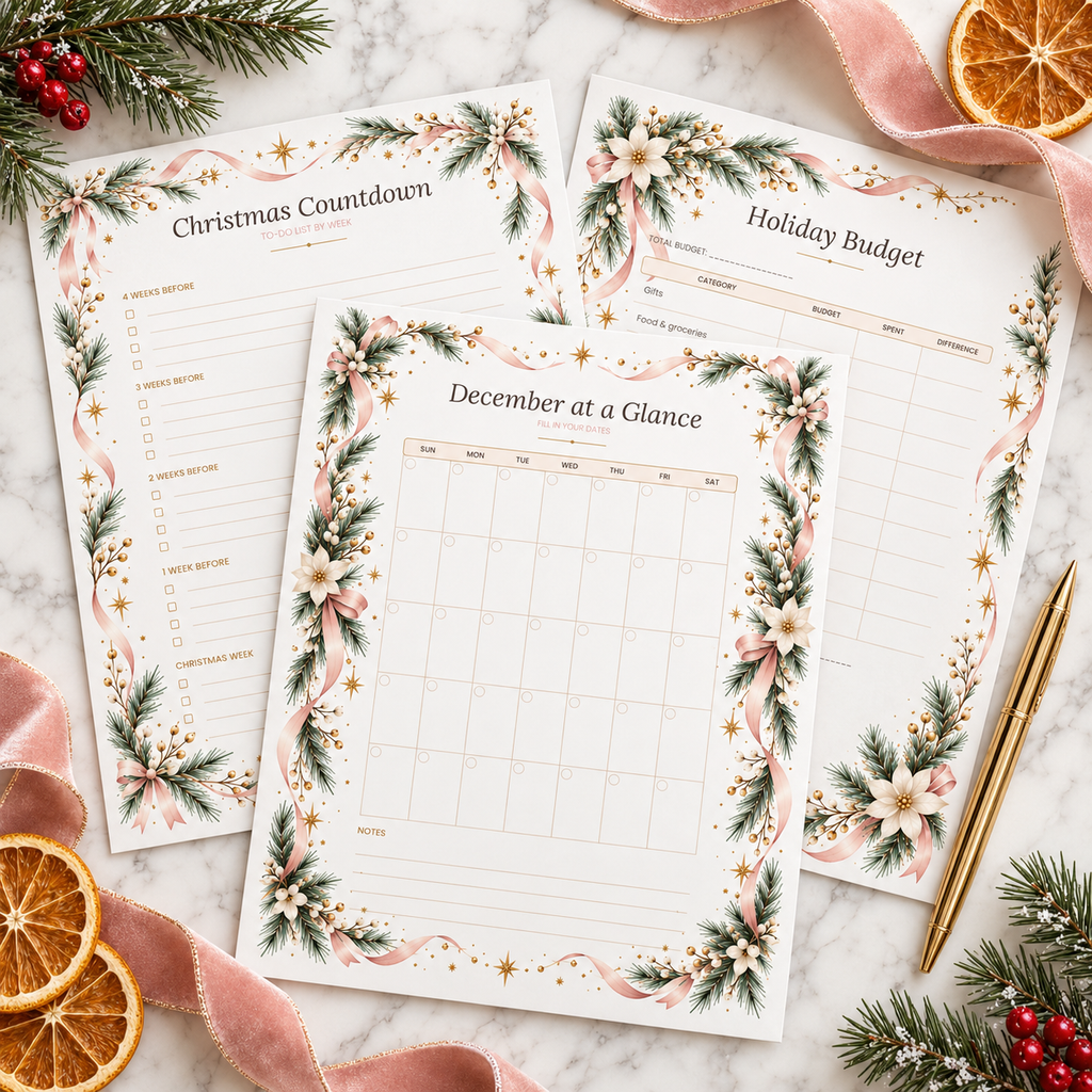 Christmas Planner Printable | Holiday Organizer | Gift List, Budget & Menu Planner | Undated PDF