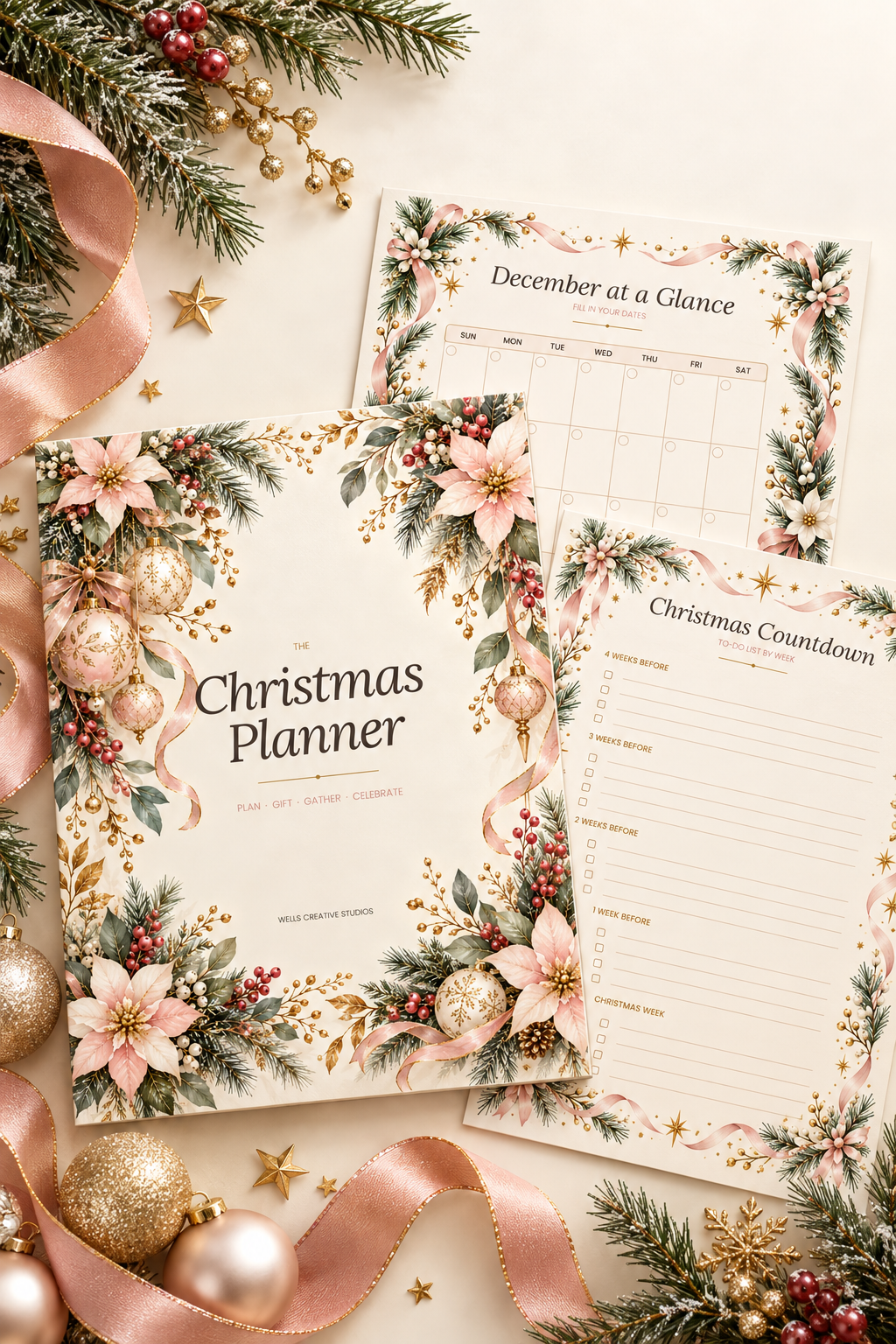 Christmas Planner Printable | Holiday Organizer | Gift List, Budget & Menu Planner | Undated PDF