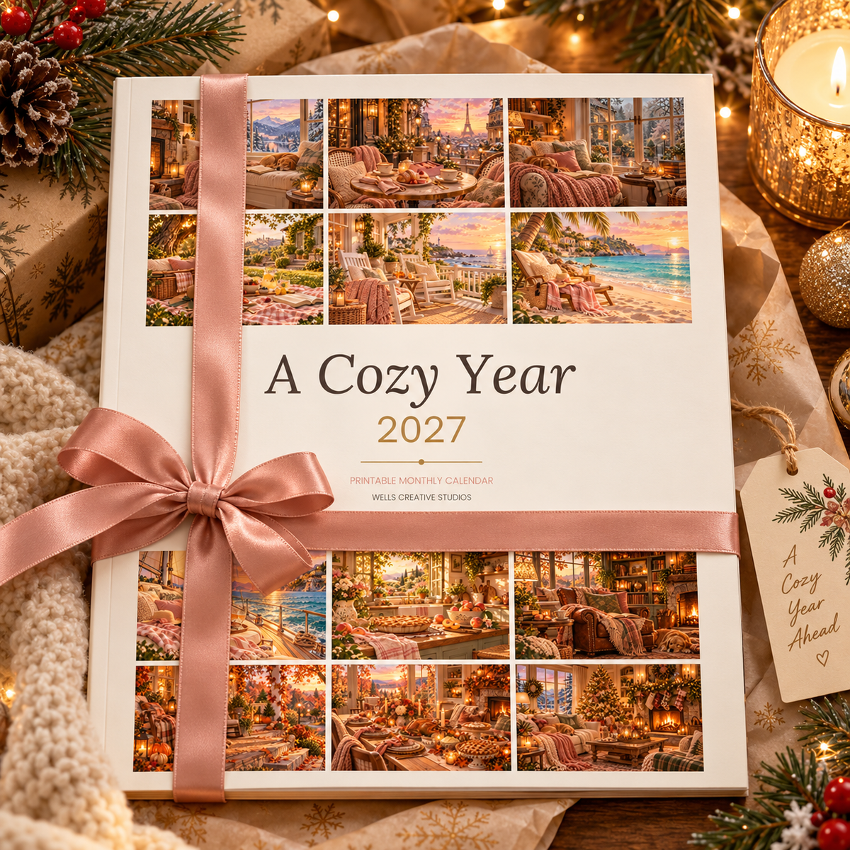 2027 Printable Calendar | A Cozy Year | Fillable PDF Wall Calendar | Cozy Aesthetic | US Letter & A4